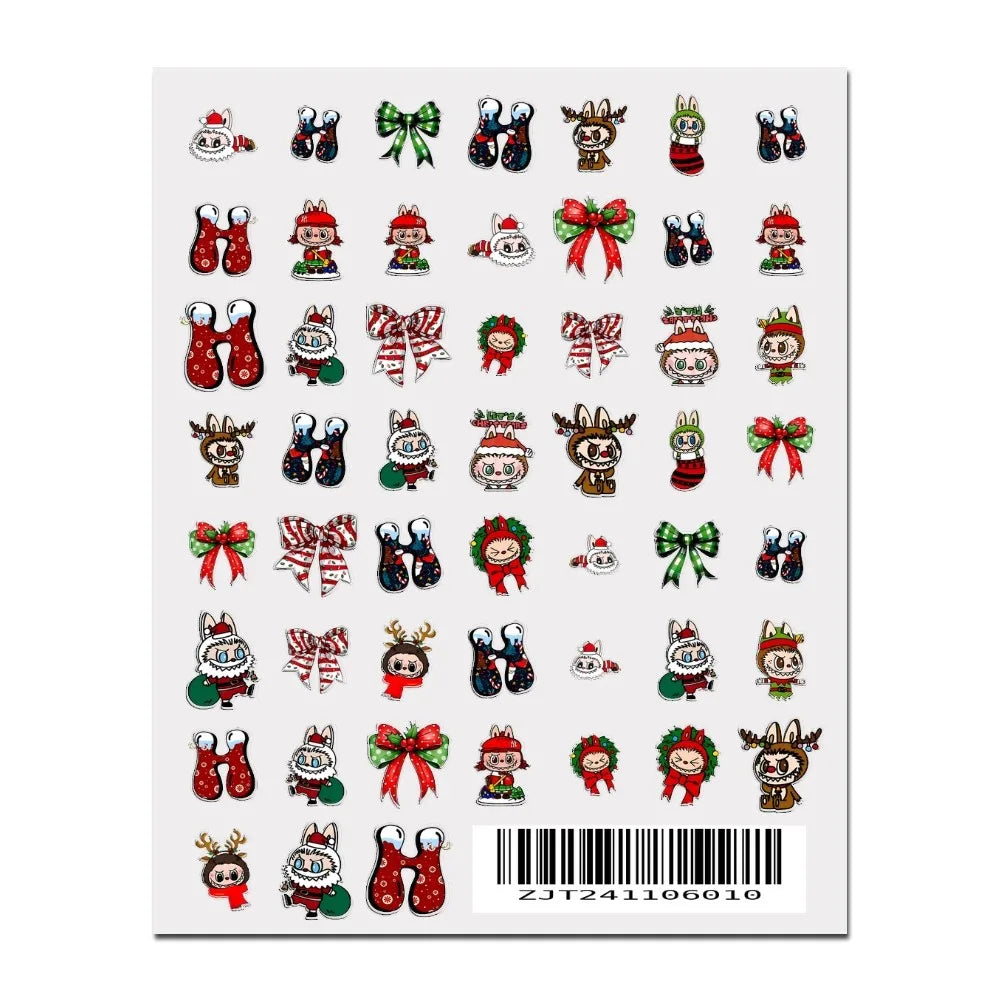 Cute L-Labubu Stickers 1PCS New 3D Adhesive Nail Art Sticker Cartoon Nail Art Decal Sticker Nail Parts Manicure