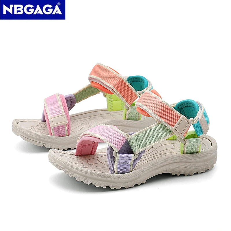 Summer Children Girls' Breathable Sport Sandals Non-Slip Soft Sole Outdoor Beach Shoes Kids Casual Waking Sandals Size 30-38