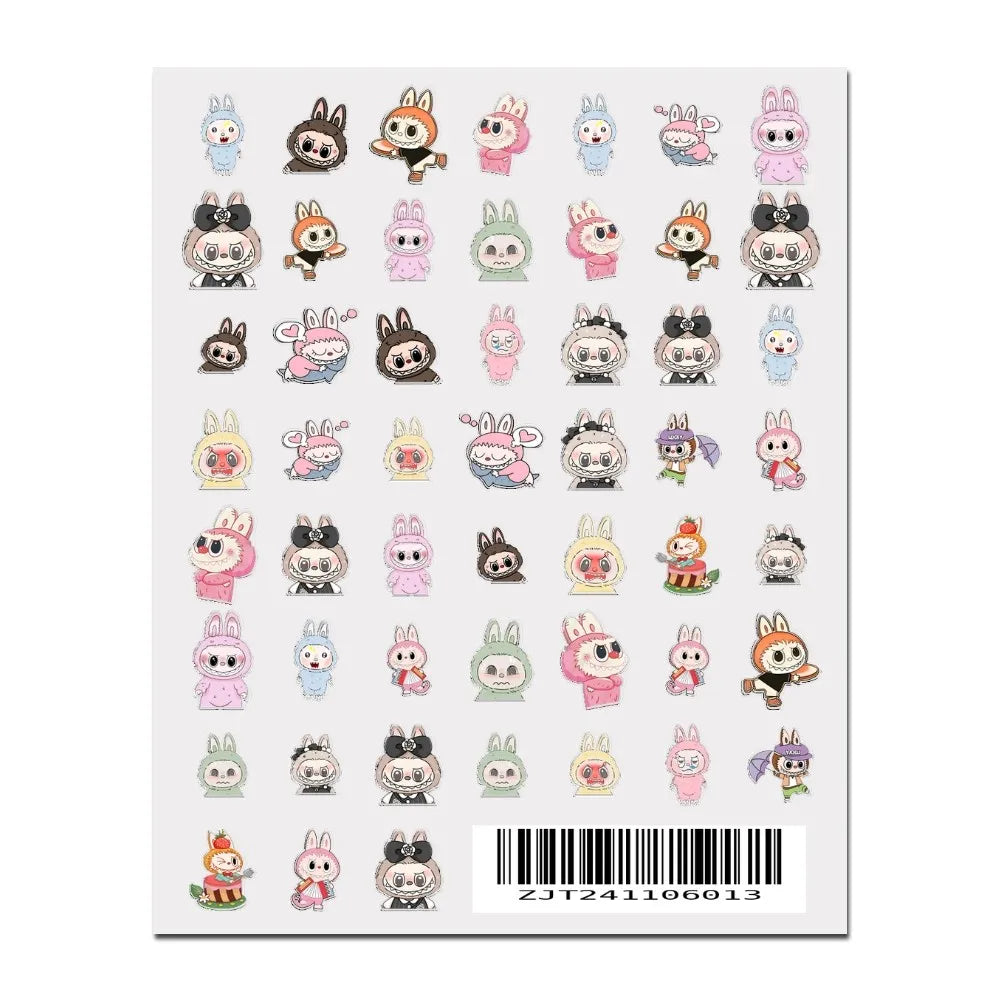Cute L-Labubu Stickers 1PCS New 3D Adhesive Nail Art Sticker Cartoon Nail Art Decal Sticker Nail Parts Manicure