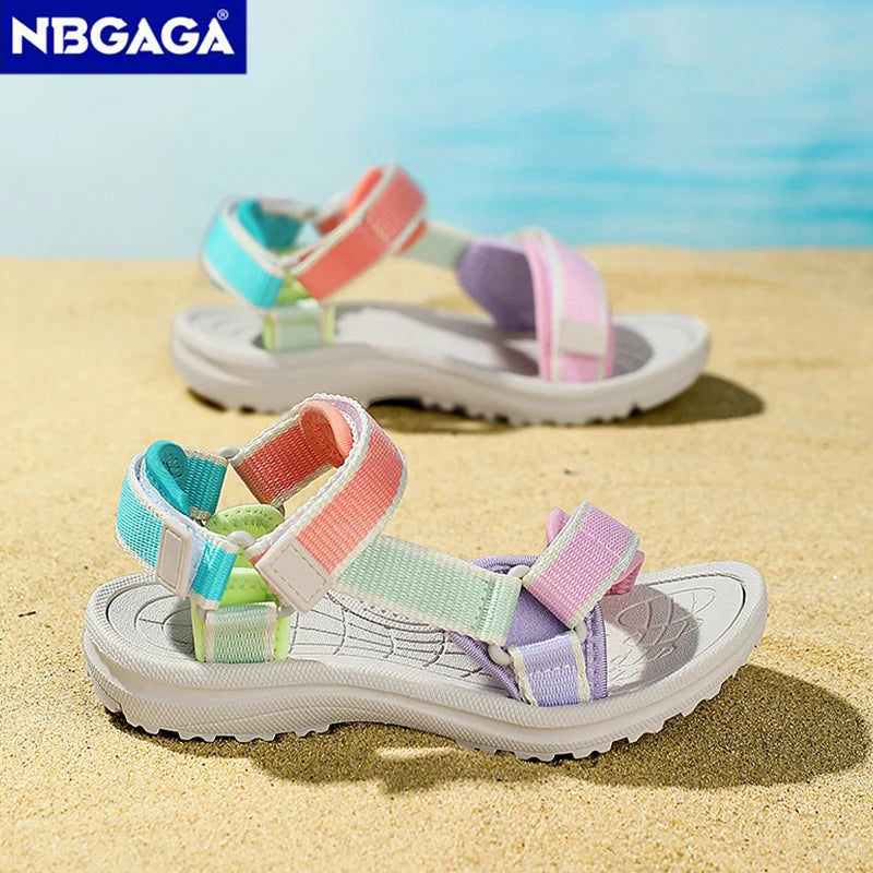 Summer Children Girls' Breathable Sport Sandals Non-Slip Soft Sole Outdoor Beach Shoes Kids Casual Waking Sandals Size 30-38