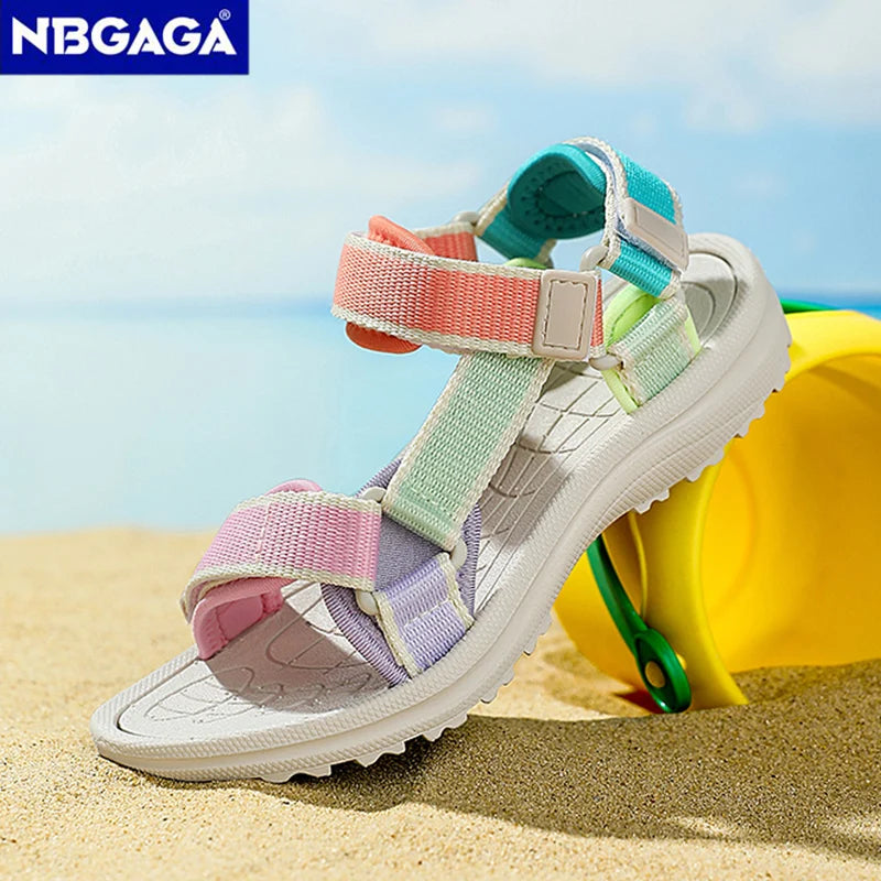 Summer Children Girls' Breathable Sport Sandals Non-Slip Soft Sole Outdoor Beach Shoes Kids Casual Waking Sandals Size 30-38