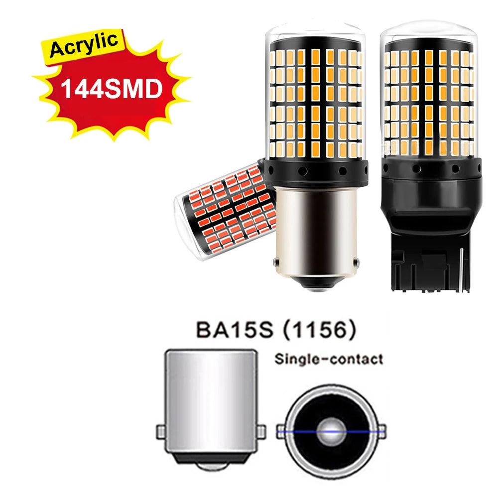 2PCS 1156 BA15S LED CANBUS 3014 144 SMD 1157 BAY15D P21/5W 7440 T20 7443 Turn Signal Light Reversing Lights Brake Lamp 12V White