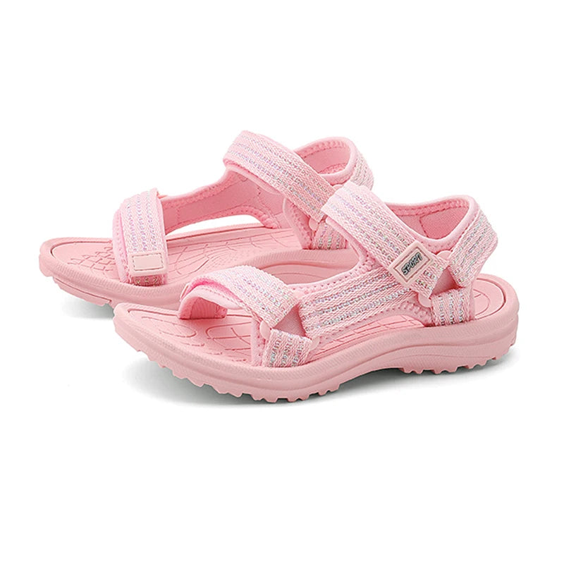 Summer Children Girls' Breathable Sport Sandals Non-Slip Soft Sole Outdoor Beach Shoes Kids Casual Waking Sandals Size 30-38