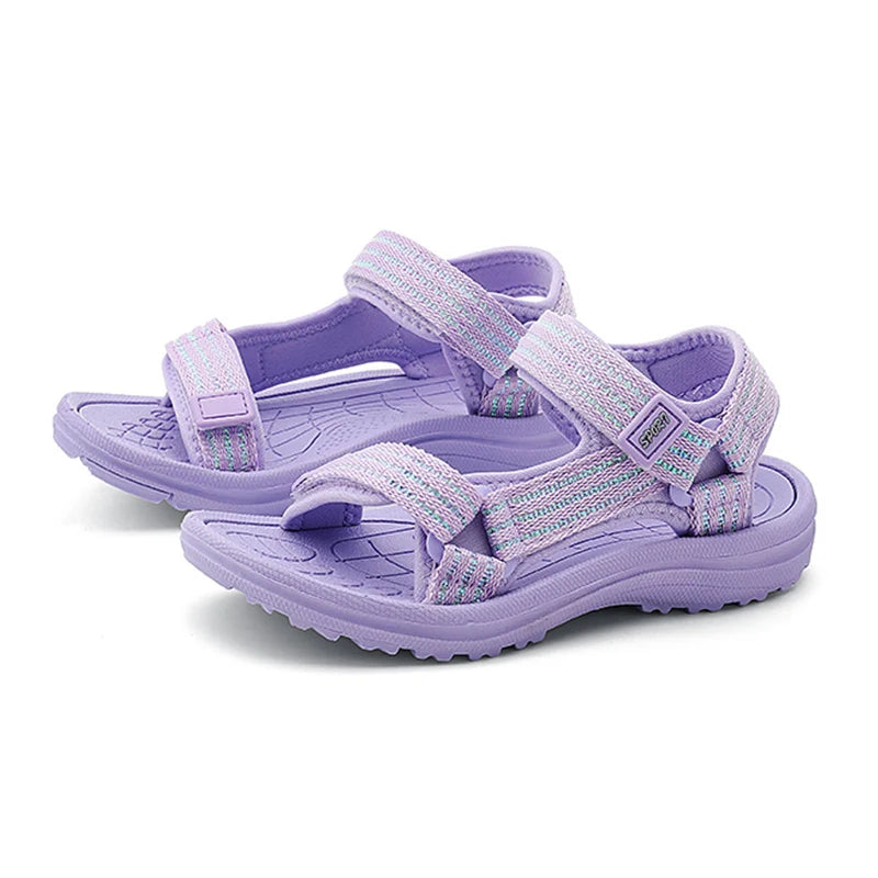 Summer Children Girls' Breathable Sport Sandals Non-Slip Soft Sole Outdoor Beach Shoes Kids Casual Waking Sandals Size 30-38