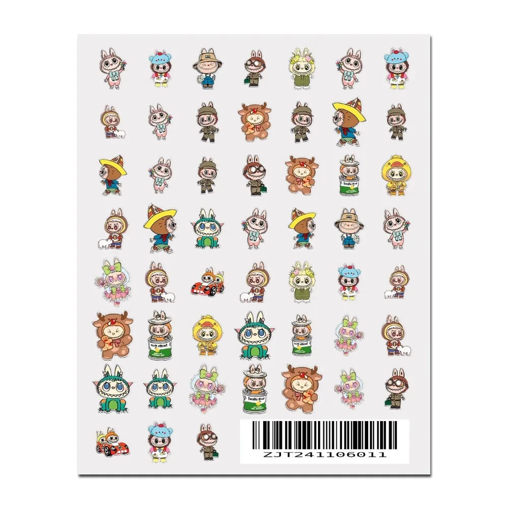 Cute L-Labubu Stickers 1PCS New 3D Adhesive Nail Art Sticker Cartoon Nail Art Decal Sticker Nail Parts Manicure