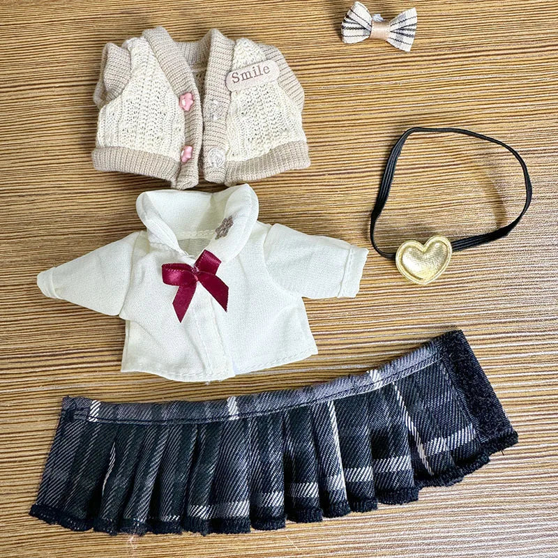 17cm labubu clothes pendant Labubu doll clothes keychain Labubu doll for JK skirt set cute