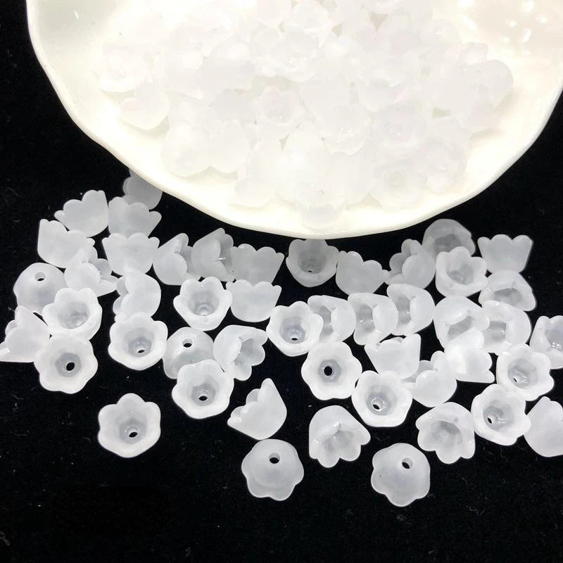 200pcs Transparent Acrylic Beads Tulip Flower Lily of The Valley for Jewelry Making DIY Bracelet Necklace