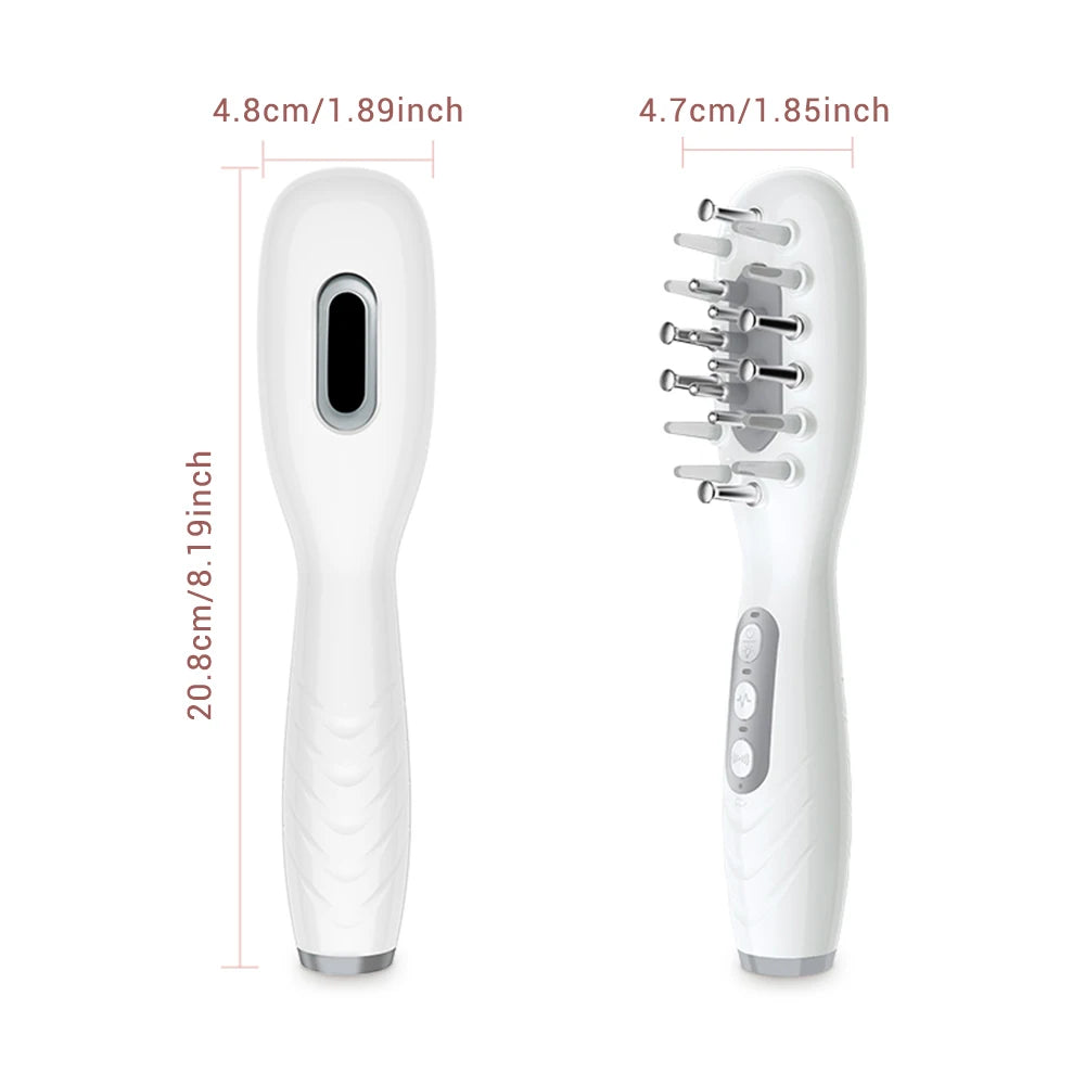 Electric Scalp Massage Comb + Anti-Hair Loss Batana Oil Liquid Applicator LED Light Therapy EMS Vibration Head Massager Brush