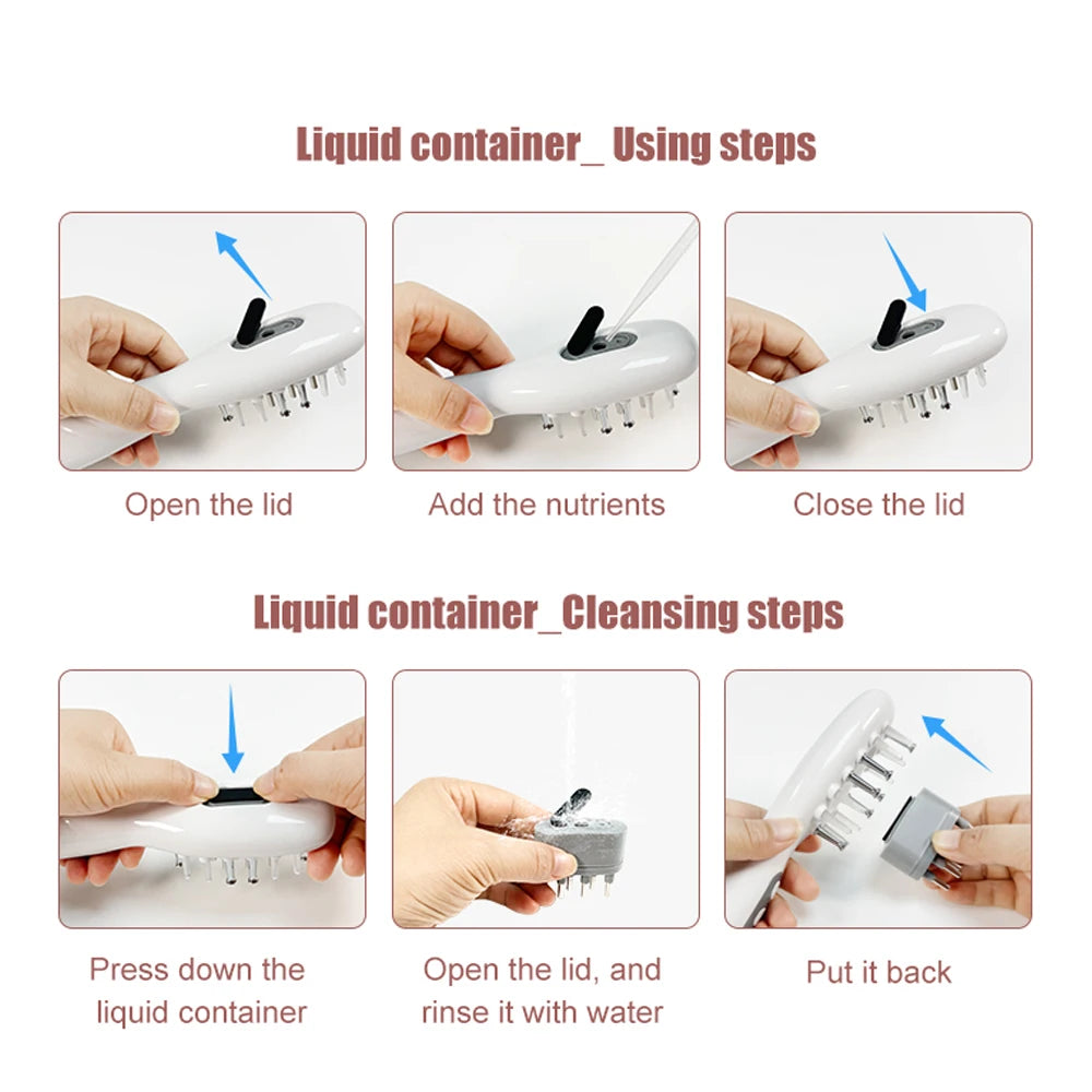 Electric Scalp Massage Comb + Anti-Hair Loss Batana Oil Liquid Applicator LED Light Therapy EMS Vibration Head Massager Brush
