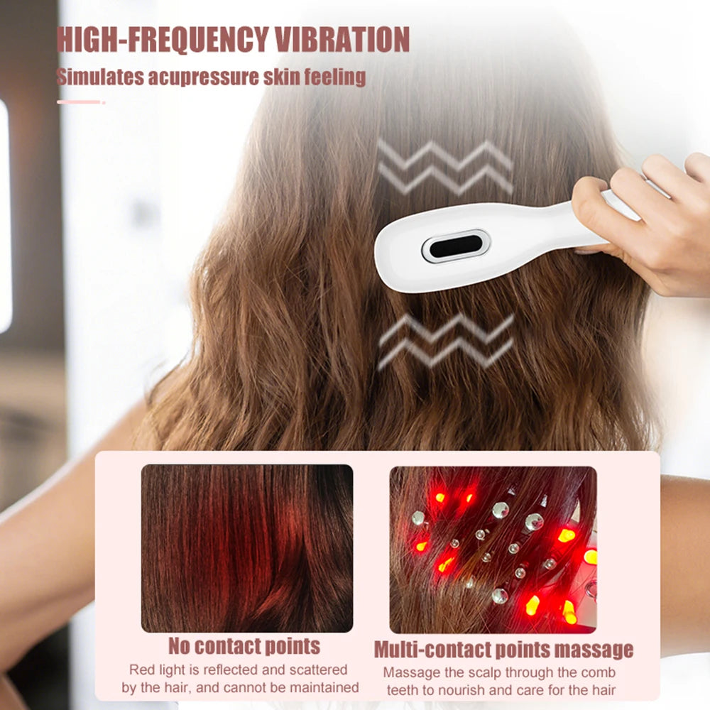 Electric Scalp Massage Comb + Anti-Hair Loss Batana Oil Liquid Applicator LED Light Therapy EMS Vibration Head Massager Brush