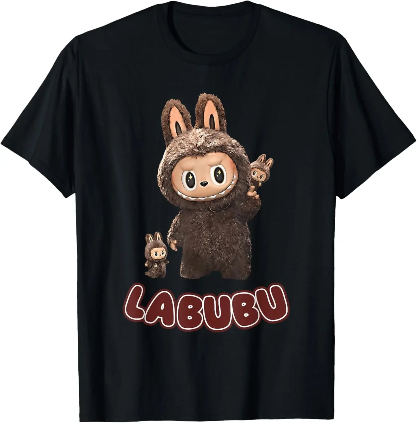 Funny Labubu Cute Labubu The Monsters Brown Meme T-Shirt Casual Short-sleeved Comfortable Breathable Hot Selling Streetwear