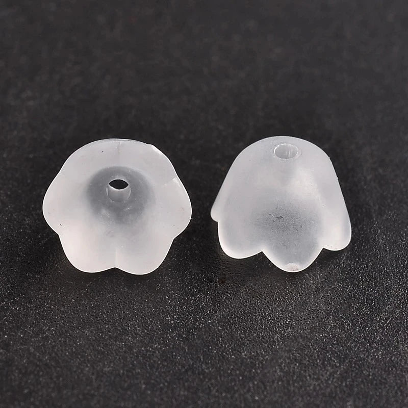 200pcs Transparent Acrylic Beads Tulip Flower Lily of The Valley for Jewelry Making DIY Bracelet Necklace