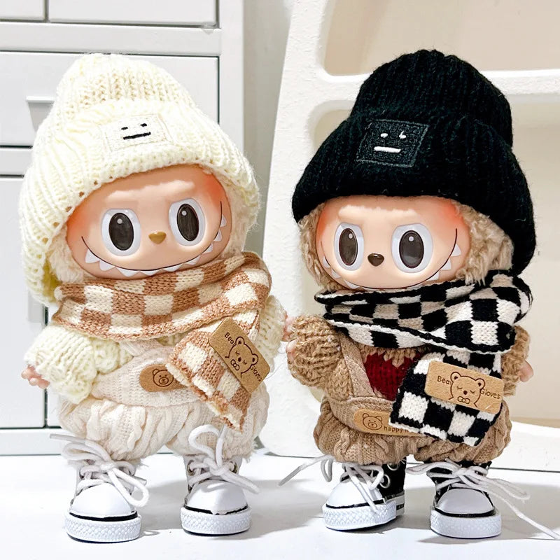 17cm Labubu clothes 1nd/2nd labubu Generation Labubu Sitting Party Clothes Pendant Doll Labubu doll Clothes Sweater scarf