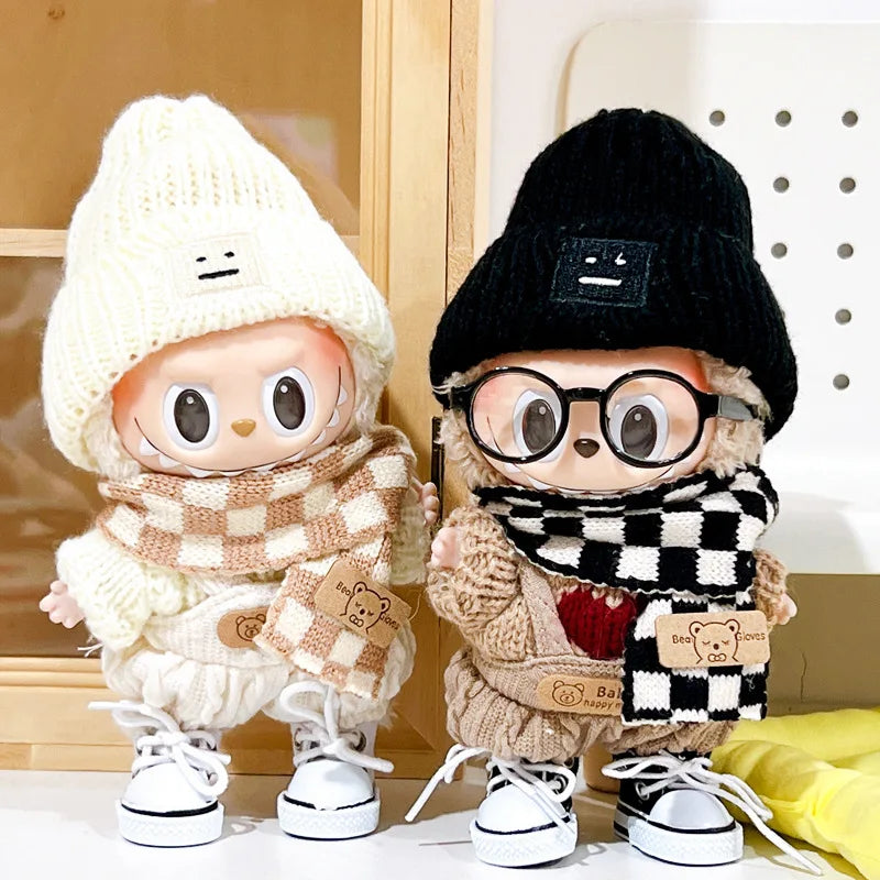 17cm Labubu clothes 1nd/2nd labubu Generation Labubu Sitting Party Clothes Pendant Doll Labubu doll Clothes Sweater scarf
