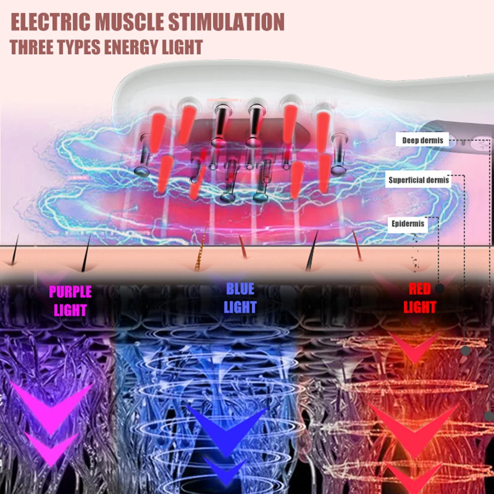 Electric Scalp Massage Comb + Anti-Hair Loss Batana Oil Liquid Applicator LED Light Therapy EMS Vibration Head Massager Brush