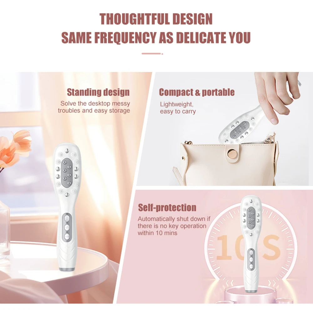 Electric Scalp Massage Comb + Anti-Hair Loss Batana Oil Liquid Applicator LED Light Therapy EMS Vibration Head Massager Brush