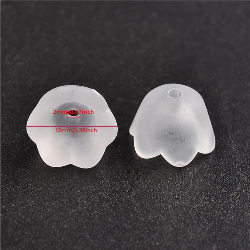 200pcs Transparent Acrylic Beads Tulip Flower Lily of The Valley for Jewelry Making DIY Bracelet Necklace