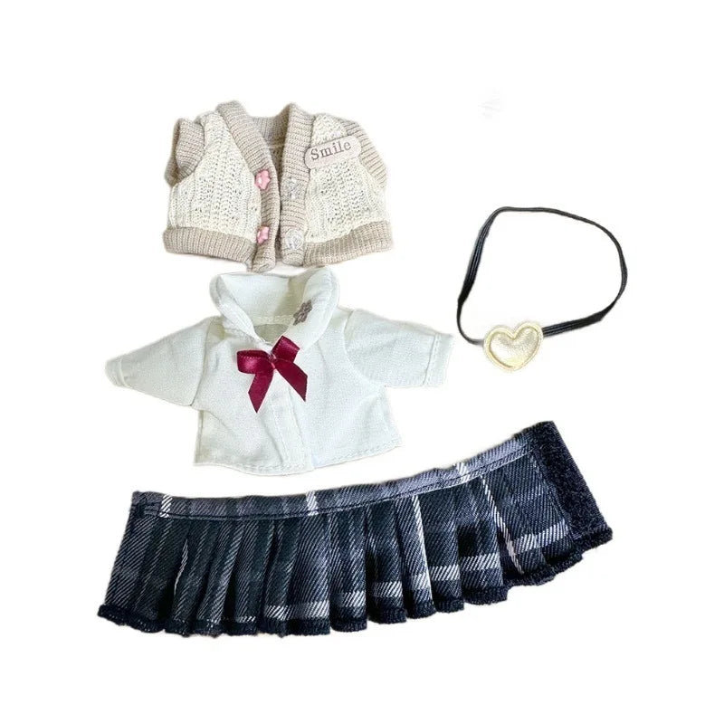 17cm labubu clothes pendant Labubu doll clothes keychain Labubu doll for JK skirt set cute