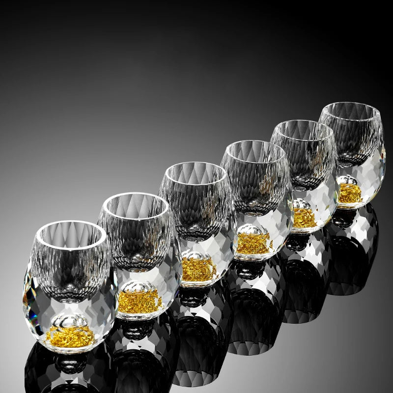 6pcs 15ml Liquor Crystal Glasses Set Vodka Shot Glass Wine Glasses Whiskey Spirits Sake Soju Brandy Tea Cup Diamond Cutting