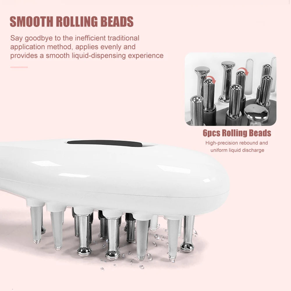 Electric Scalp Massage Comb + Anti-Hair Loss Batana Oil Liquid Applicator LED Light Therapy EMS Vibration Head Massager Brush