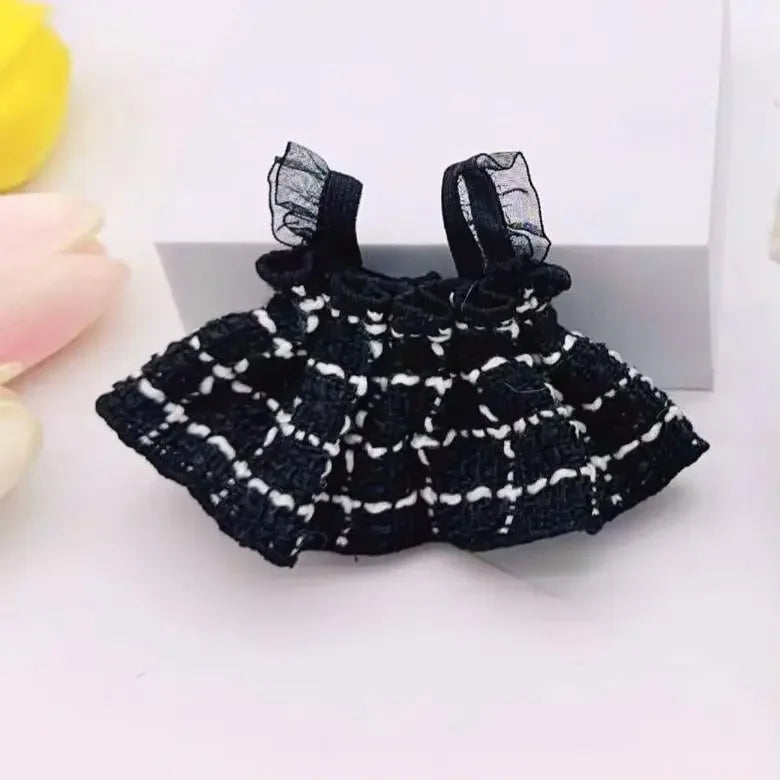 Doll Clothes Labubu Clothes Designer Black and White Plaid Dress Bow Set DIY Labubu Accessories Ropa Labubu