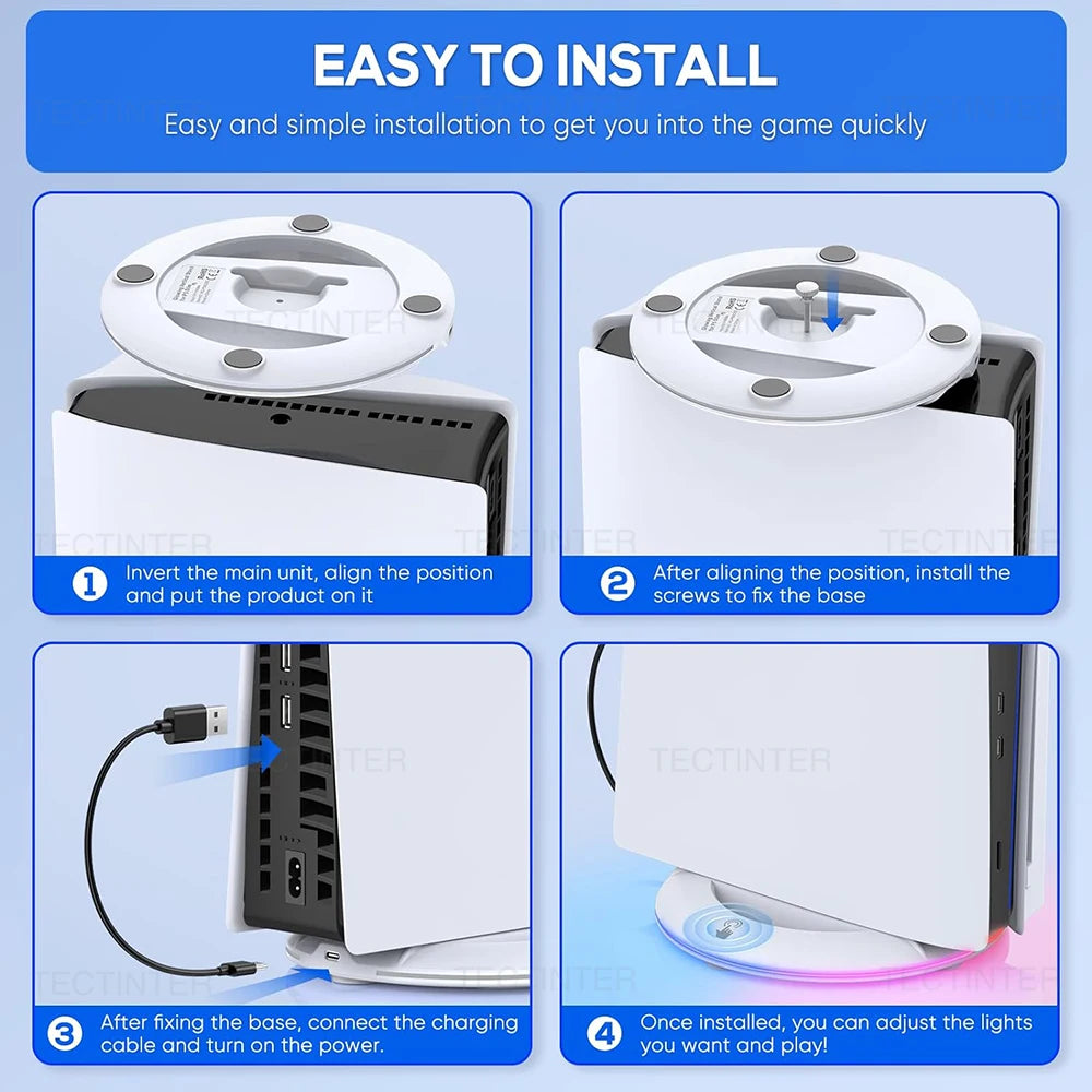 Vertical Cooling Stand with RGB Light For PS5 Slim Disc/Digital Edition Console Anti-Slip Base Bracket Holder Gaming Accessories