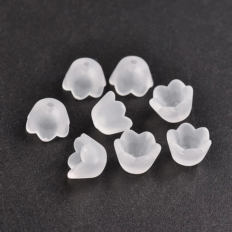 200pcs Transparent Acrylic Beads Tulip Flower Lily of The Valley for Jewelry Making DIY Bracelet Necklace