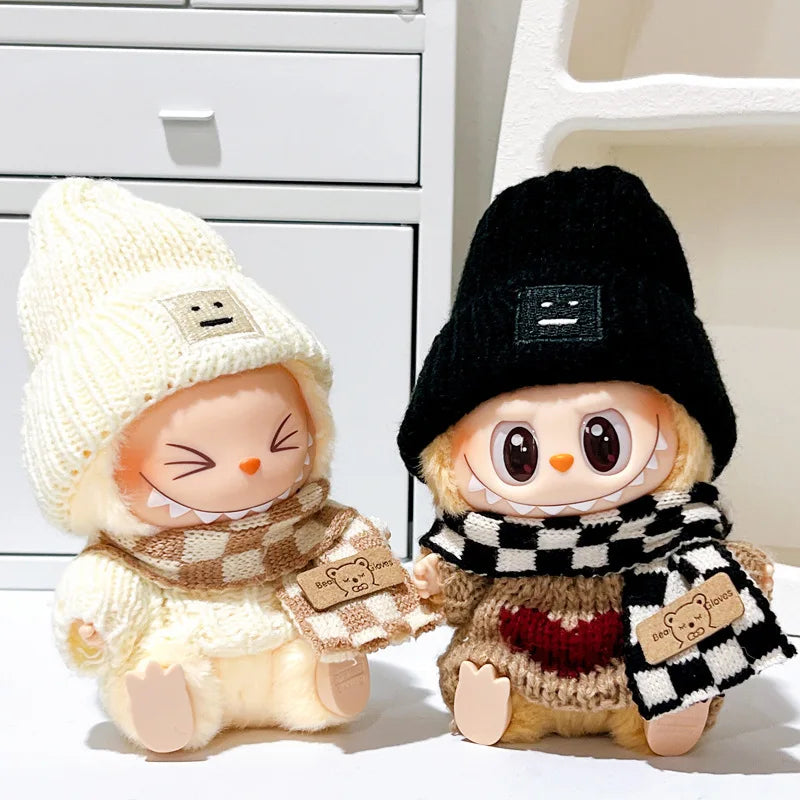 17cm Labubu clothes 1nd/2nd labubu Generation Labubu Sitting Party Clothes Pendant Doll Labubu doll Clothes Sweater scarf