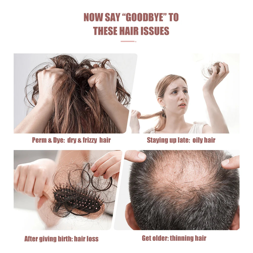 Electric Scalp Massage Comb + Anti-Hair Loss Batana Oil Liquid Applicator LED Light Therapy EMS Vibration Head Massager Brush