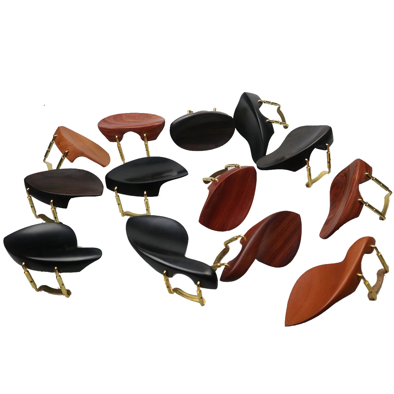 1 Set 4/4 Natural Color Ebony Violin Accessories Fiddle Pegs+Chin Rest+Tailpiece+Endpin+Finetuner+bracket