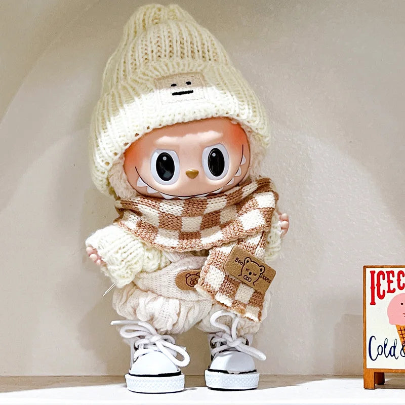 17cm Labubu clothes 1nd/2nd labubu Generation Labubu Sitting Party Clothes Pendant Doll Labubu doll Clothes Sweater scarf