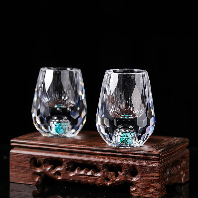 6pcs 15ml Liquor Crystal Glasses Set Vodka Shot Glass Wine Glasses Whiskey Spirits Sake Soju Brandy Tea Cup Diamond Cutting