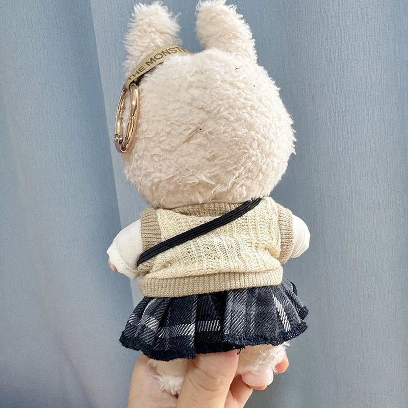 17cm labubu clothes pendant Labubu doll clothes keychain Labubu doll for JK skirt set cute
