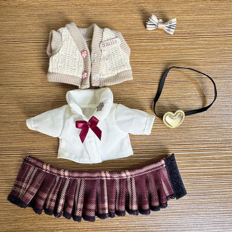 17cm labubu clothes pendant Labubu doll clothes keychain Labubu doll for JK skirt set cute