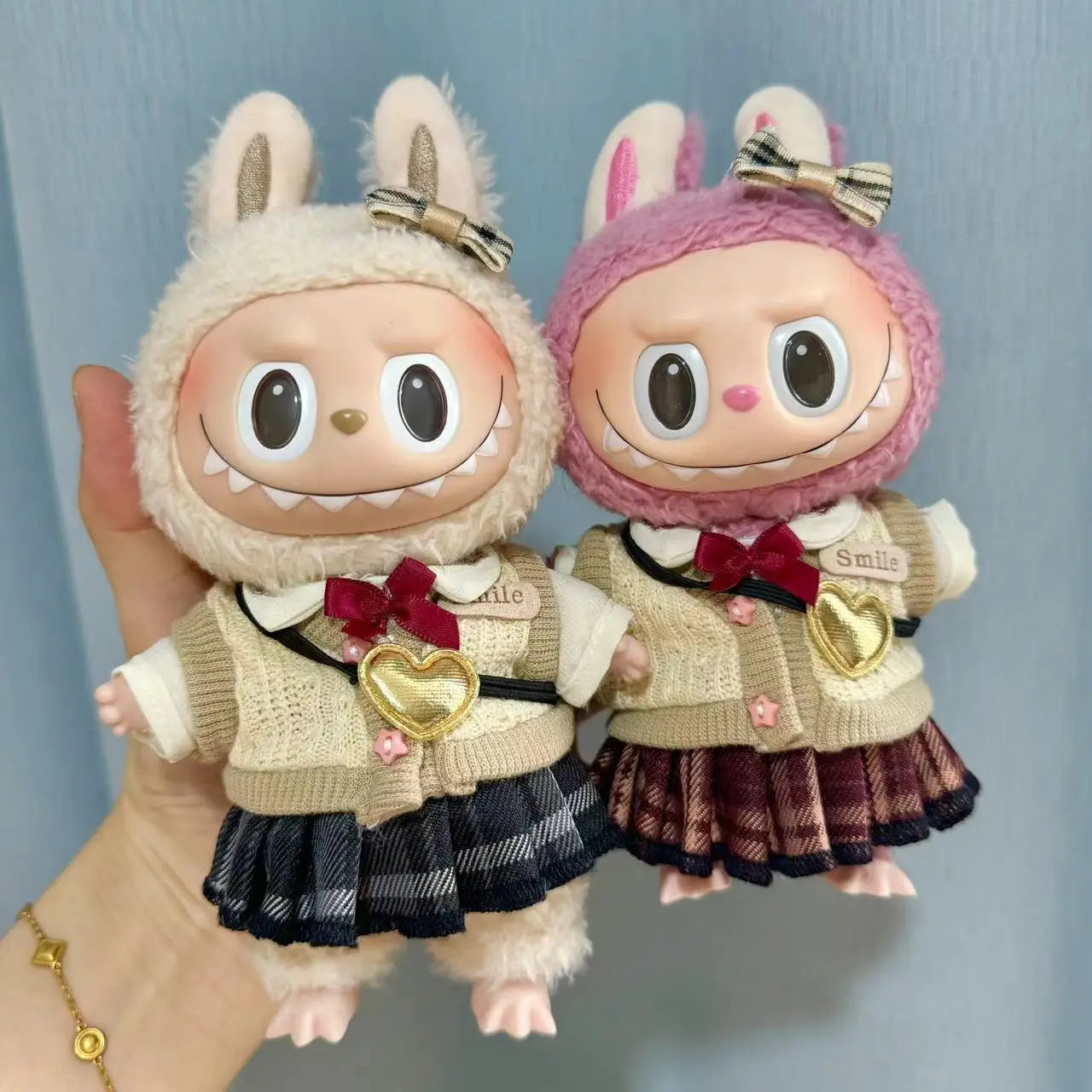 17cm labubu clothes pendant Labubu doll clothes keychain Labubu doll for JK skirt set cute