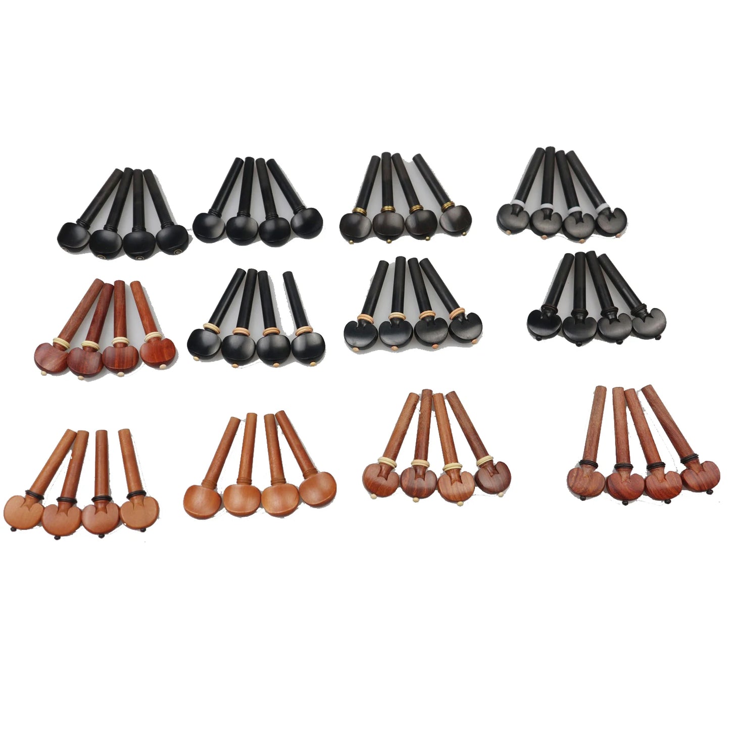 1 Set 4/4 Natural Color Ebony Violin Accessories Fiddle Pegs+Chin Rest+Tailpiece+Endpin+Finetuner+bracket