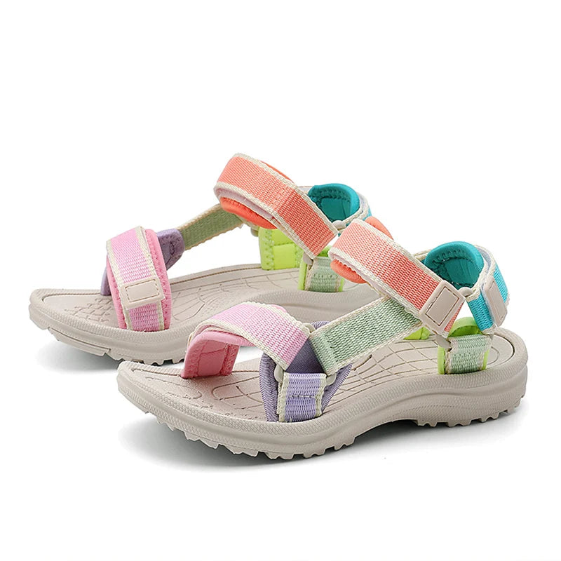 Summer Children Girls' Breathable Sport Sandals Non-Slip Soft Sole Outdoor Beach Shoes Kids Casual Waking Sandals Size 30-38