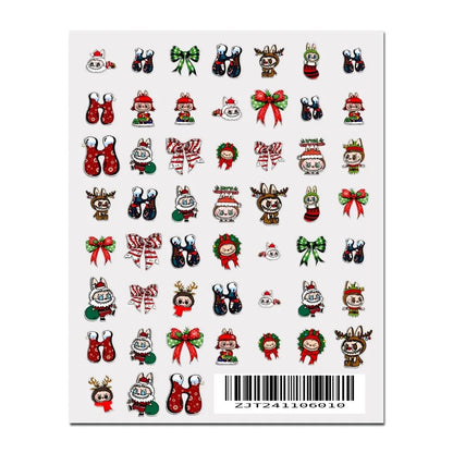 Cute L-Labubu Stickers 1PCS New 3D Adhesive Nail Art Sticker Cartoon Nail Art Decal Sticker Nail Parts Manicure
