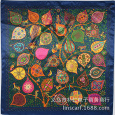 90cm New Headscarf Retro Large Cashew Flower Women's Decorative Chest Wrap Large Square Scarf Shawl Sun Protection Scarf