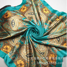 90cm New Headscarf Retro Large Cashew Flower Women's Decorative Chest Wrap Large Square Scarf Shawl Sun Protection Scarf