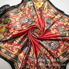90cm New Headscarf Retro Large Cashew Flower Women's Decorative Chest Wrap Large Square Scarf Shawl Sun Protection Scarf
