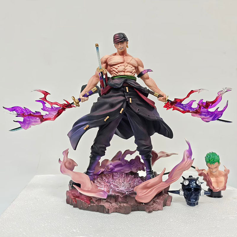 28cm One Piece Roronoa Zoro King of Hell anime figure(can lightable)