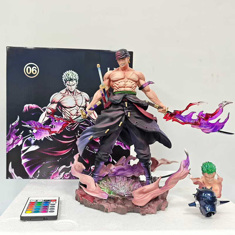 28cm One Piece Roronoa Zoro King of Hell anime figure(can lightable)