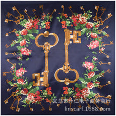 90cm New Headscarf Retro Large Cashew Flower Women's Decorative Chest Wrap Large Square Scarf Shawl Sun Protection Scarf