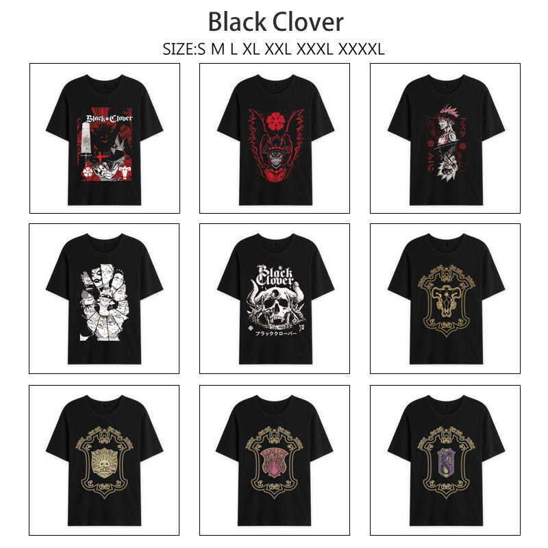 Black Clover anime Short Sleeve Cotton T-Shirts Black Clover anime Short Sleeve Cotton T-Shirts
