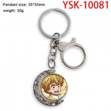 Demon Slayer Two-sided Rotatable Round Crystal Key Chain Ring