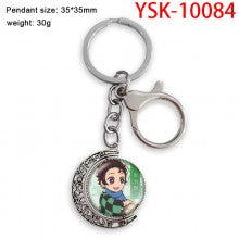 Demon Slayer Two-sided Rotatable Round Crystal Key Chain Ring