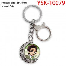 Demon Slayer Two-sided Rotatable Round Crystal Key Chain Ring