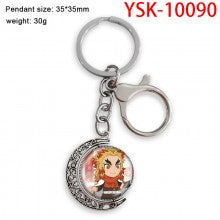 Demon Slayer Two-sided Rotatable Round Crystal Key Chain Ring
