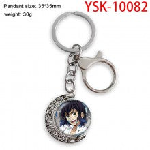Demon Slayer Two-sided Rotatable Round Crystal Key Chain Ring